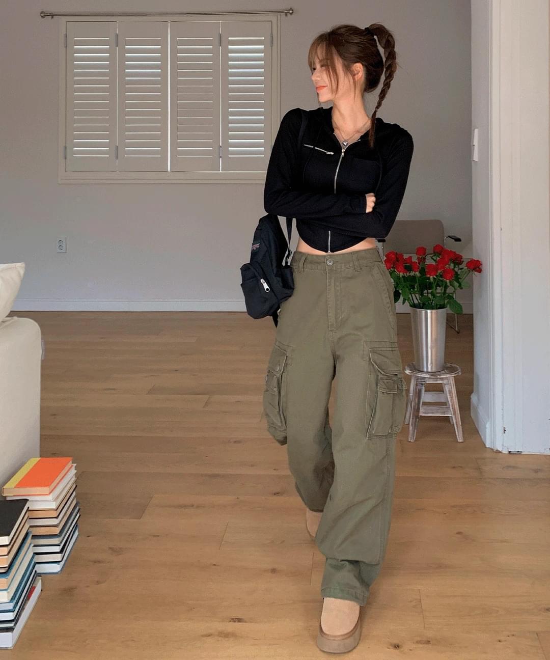 MINGPIECE - ION MULTI WIDE LONG COTTON CARGO POCKET PANTS