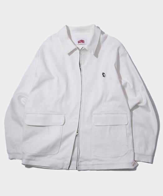 寬鬆版型棉質翻領大口袋運動夾克外套