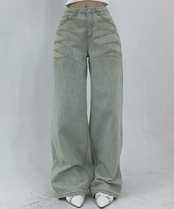 Joy Unique Sand Ice Faded Wide Denim Pants