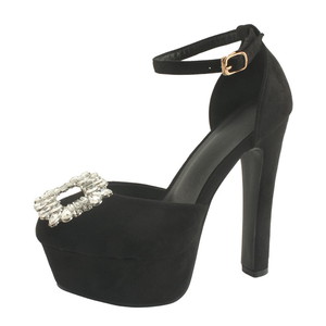 Cubic suede stiletto heel ankle strap gabosi shoes 13cm