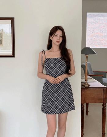 Claw Check Mini Sleeveless Dress