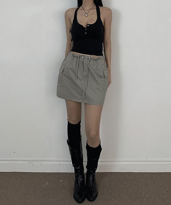 Reese Y2K Cargo Low Rise String Mini Skirt