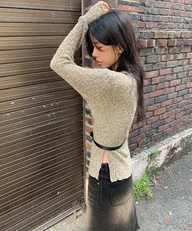 Heaven Side Slit Long Sleeve Knitwear