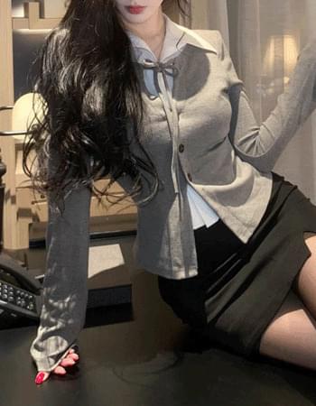 Mellow Shirt Layered Cardigan