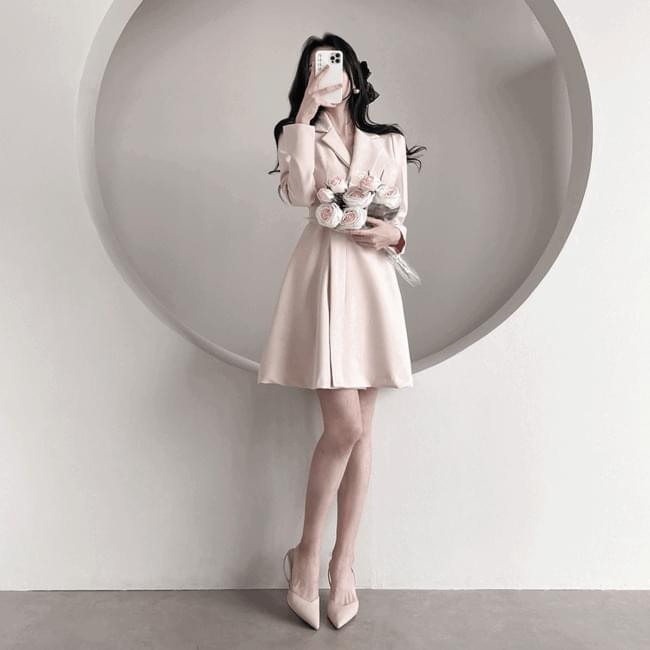 Ganadaran guest look belt collar jacket Dress 3 colors