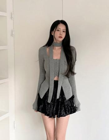 Riel Wool Scarf Knitwear Set