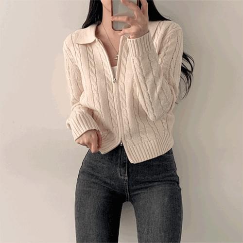 Solid Twisted Knitwear Cardigan