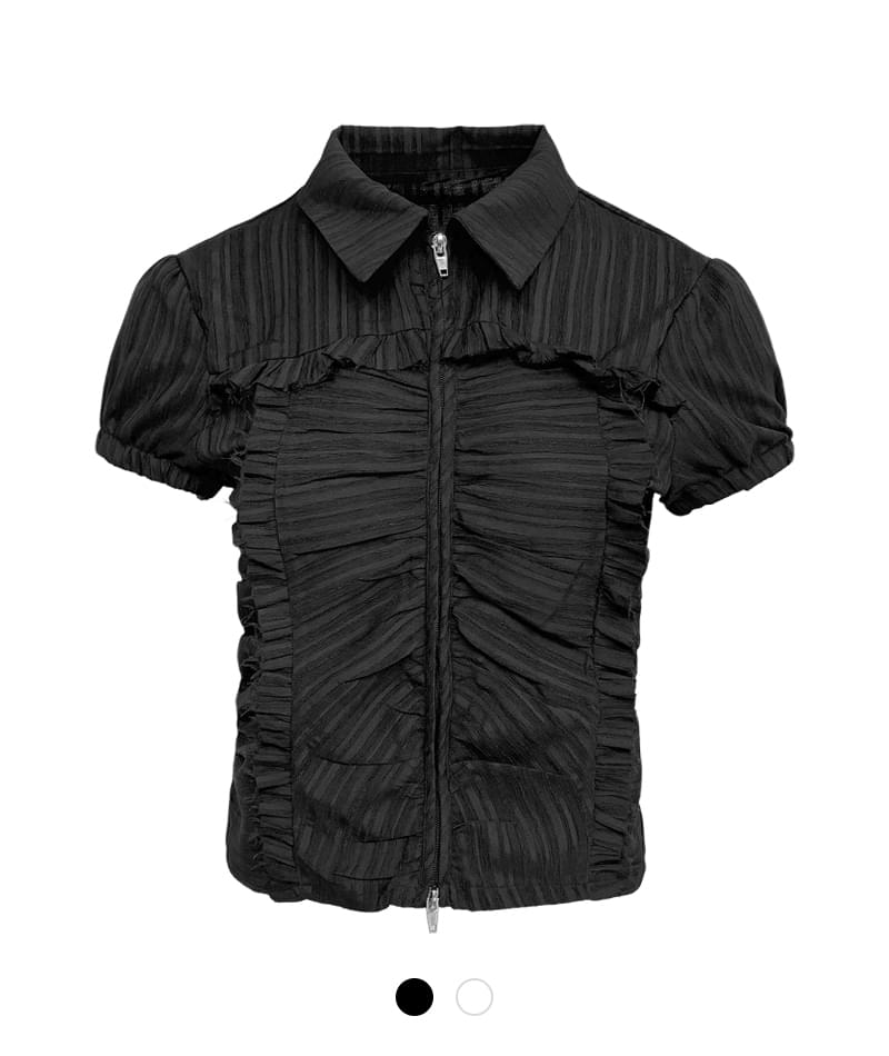 Caper Frill Collar Zip-Up