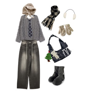 University,Codibook,Casual,Comfy,Simplestyle,Winter,Cold,Sweater,Dark 코디