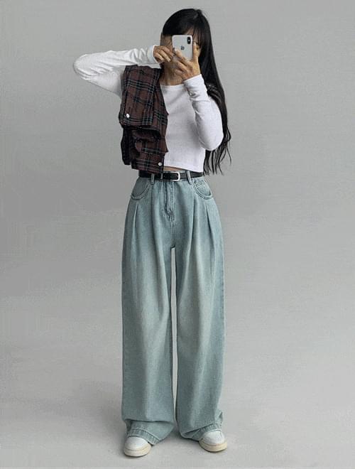 하우스핀턱와이드팬츠 -벨트SET/3color/2size