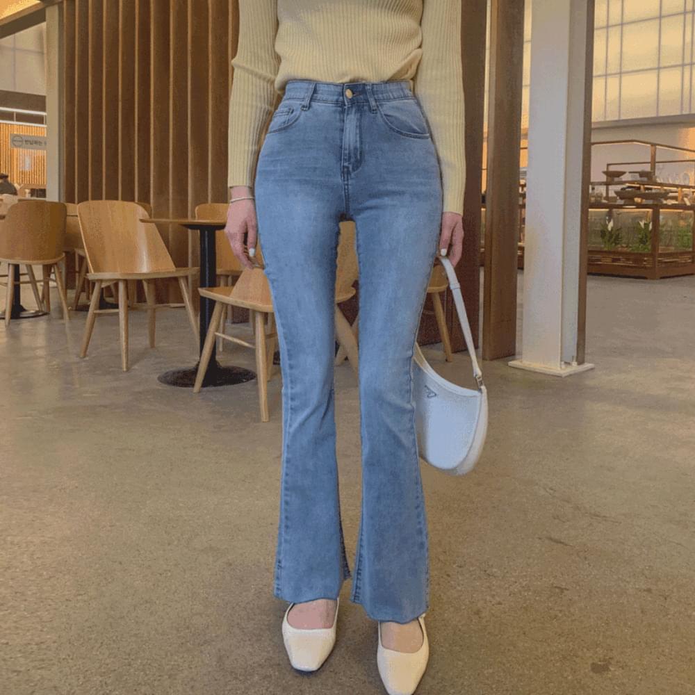 Flared& Skinny Jeans Hidden Banding Mochi Spandex Semi Flared Denim Pants Short Woman Tall Woman Skinny Basic Long Short S M L XL 2XL