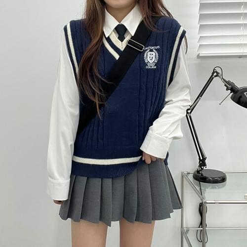 Color Block College Knitwear Vest