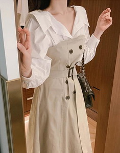 氣質綁帶長版襯衫洋裝