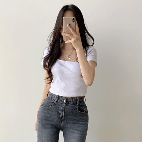 Farming square neck short sleeve T-shirt