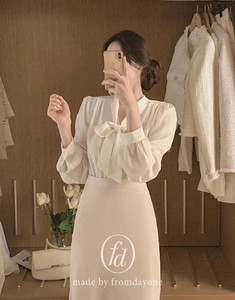 優雅蝴蝶結綁帶雪紡襯衫