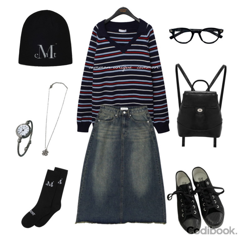DAILYJOU 돌먼 스니커즈,DAILYJOU 어텀브리즈 뿔테 안경,MUCENT MUCENT SIGNATURE BEANIE (4Color) 무센트 시그니처 비니 (4컬러)등을 매치한 코디