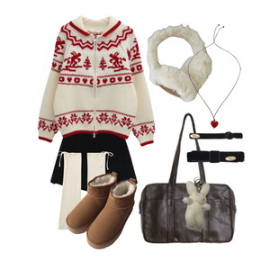 Dailycode,カーディガン/ベスト,winter,red 코디