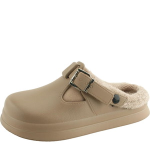 퍼 PVC 경량 버클 털 슬리퍼 진베이지