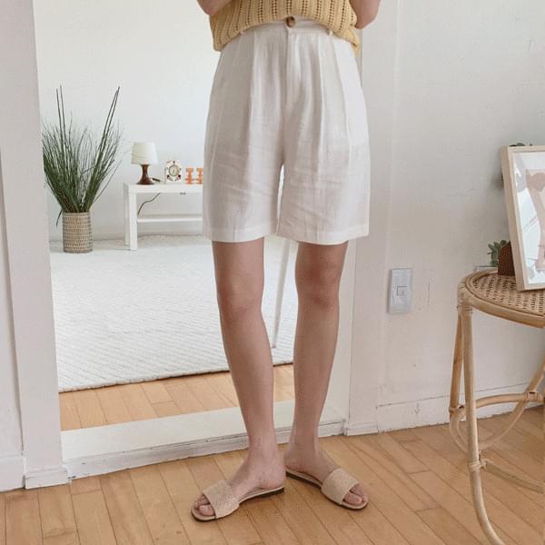 Boning pin tuck linen shorts - 3 colors