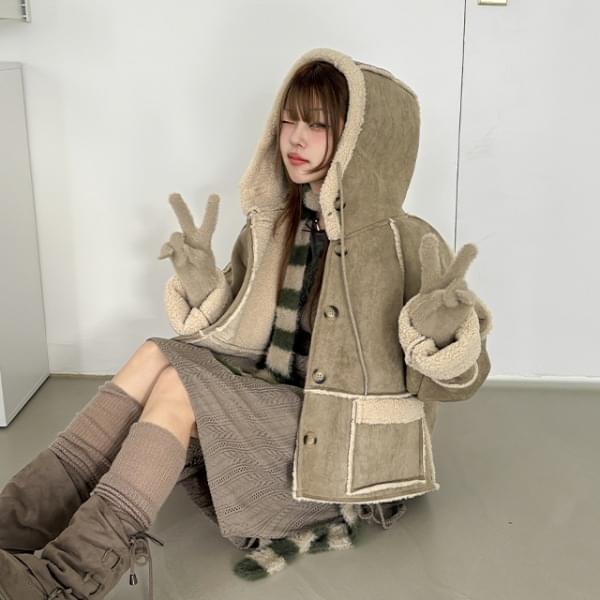 リブンフードムートンジャケットジャンパー