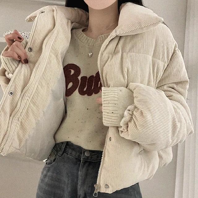 Want Golden Cozy String Short Padding 4 Colors Zip-up