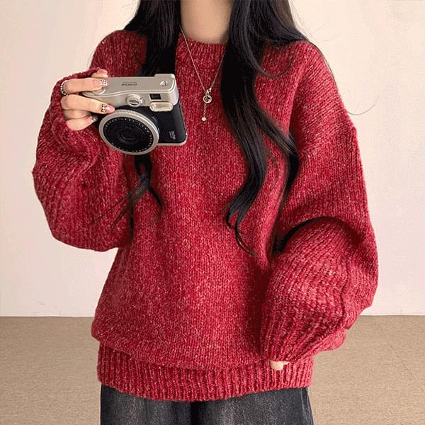 Pretty colors, thick round Loose-fit Knitwear 
