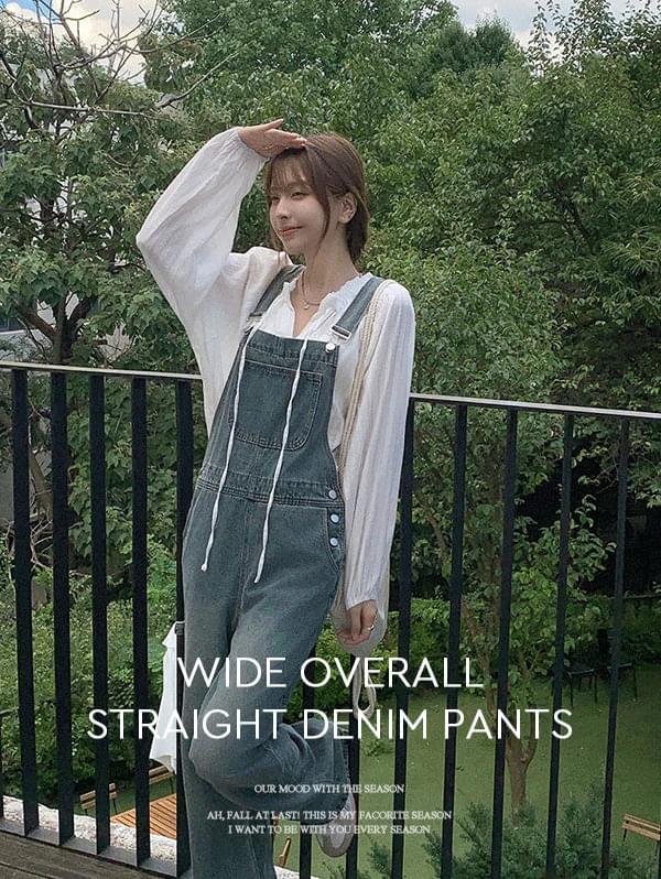 Heaven wide overalls straight denim pants melba pants - one color