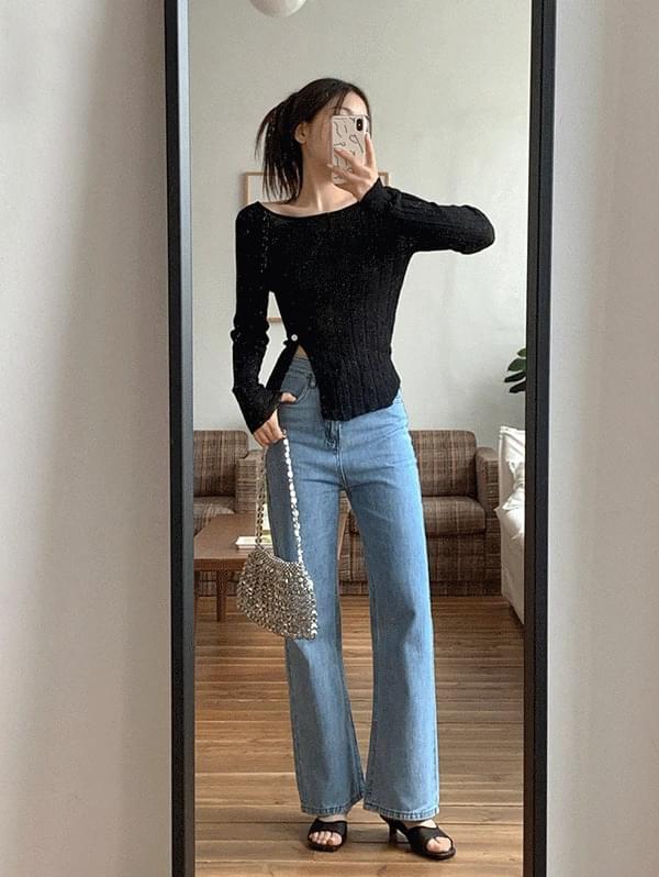 Pure Semi Flared Denim Pants - 2color / S,M,L