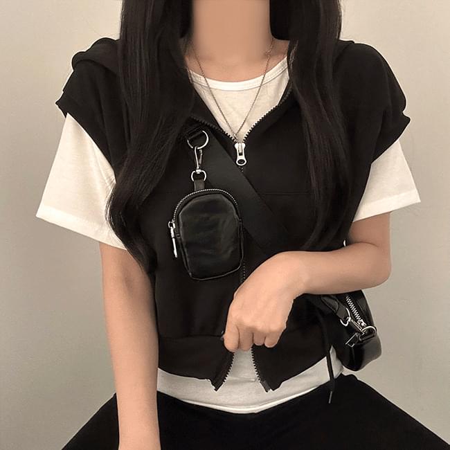 兩穿連帽拉鍊背心外套