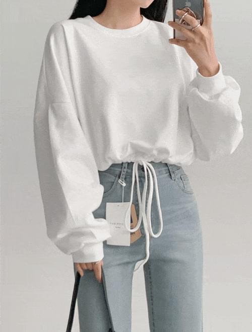 Loose string crop Sweatshirt -4color