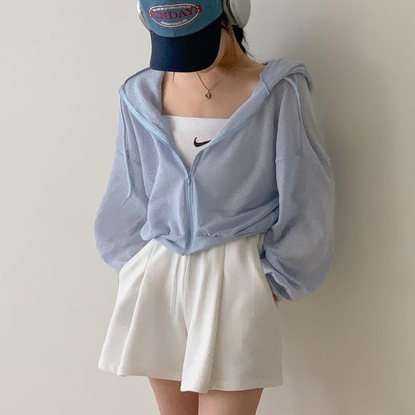 サマーブクルクロップドジップアップパーカー