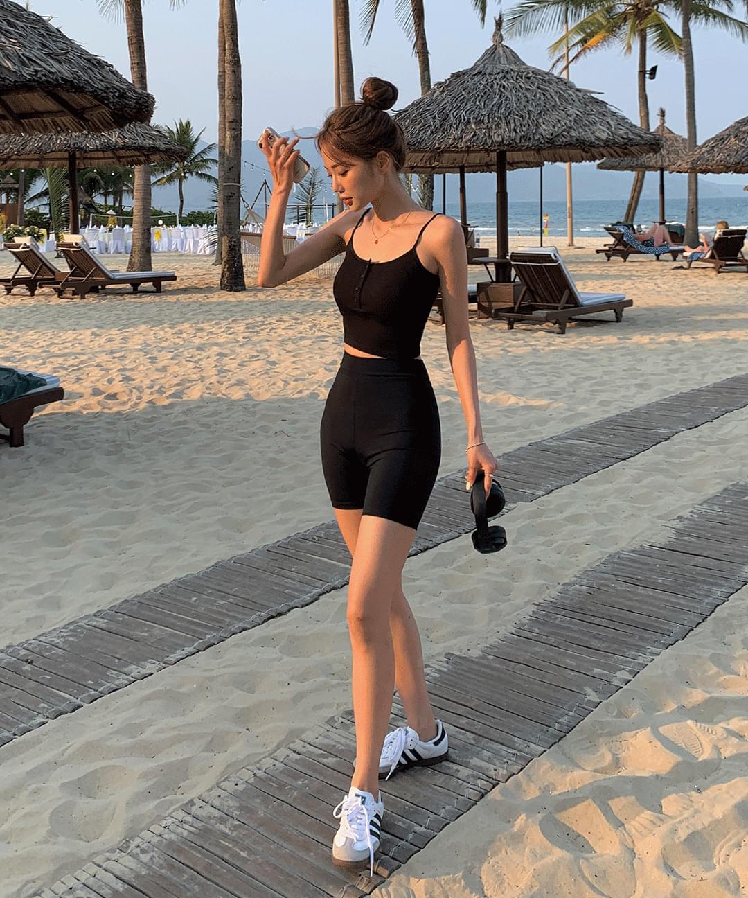 핏 데일리 비치 피트니스 3부 레깅스 숏팬츠