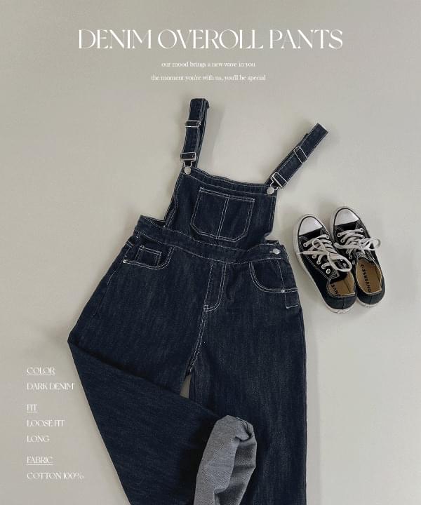 Lovell loose Loose-fit Raw denim suspender pants