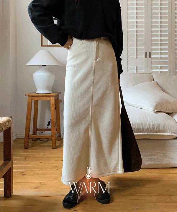 モートン バックバンディング コーデュロイ 裏トイム 隆起毛ロングスカート-4color