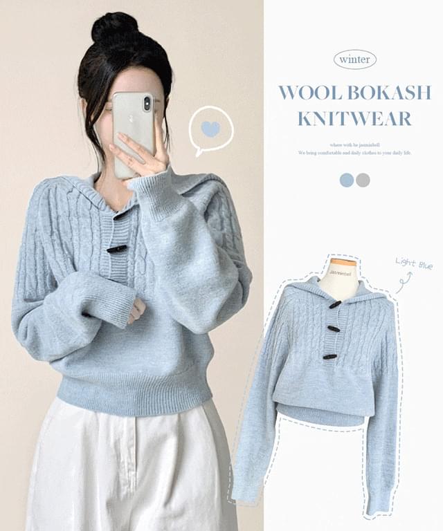 セミクロップボカシセミクロップツイストナグランフードプレッツェルトッポッキニット