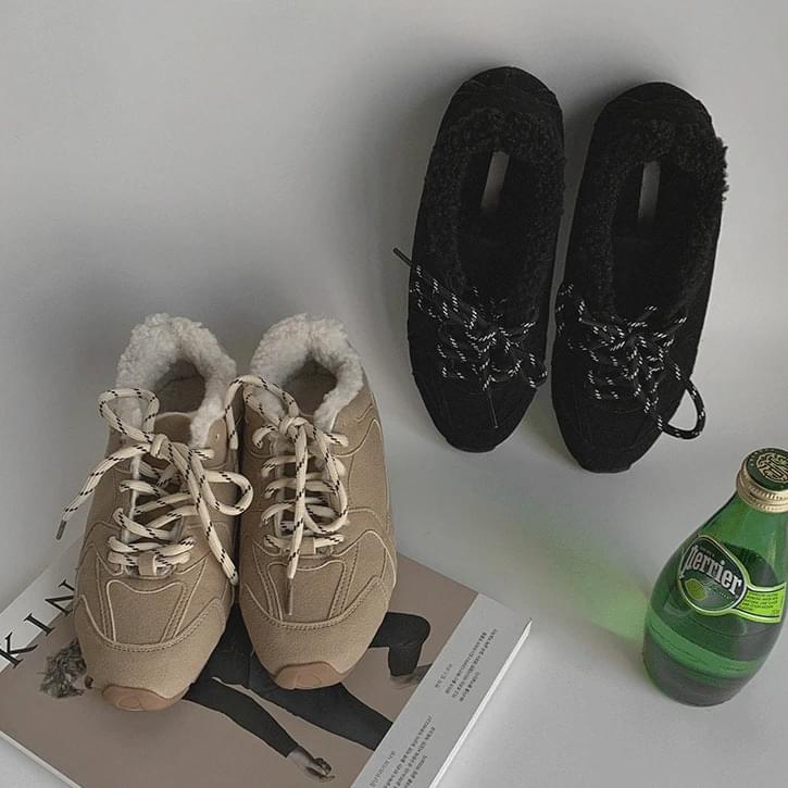 Chubby color-block lace-up wool Cortez sneakers