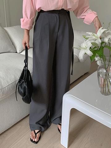 Fall Belt Pin Tuck Slacks