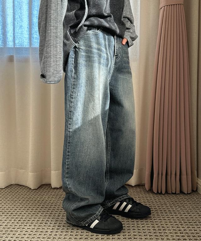 Kerapi Faded Wide Denim Pants