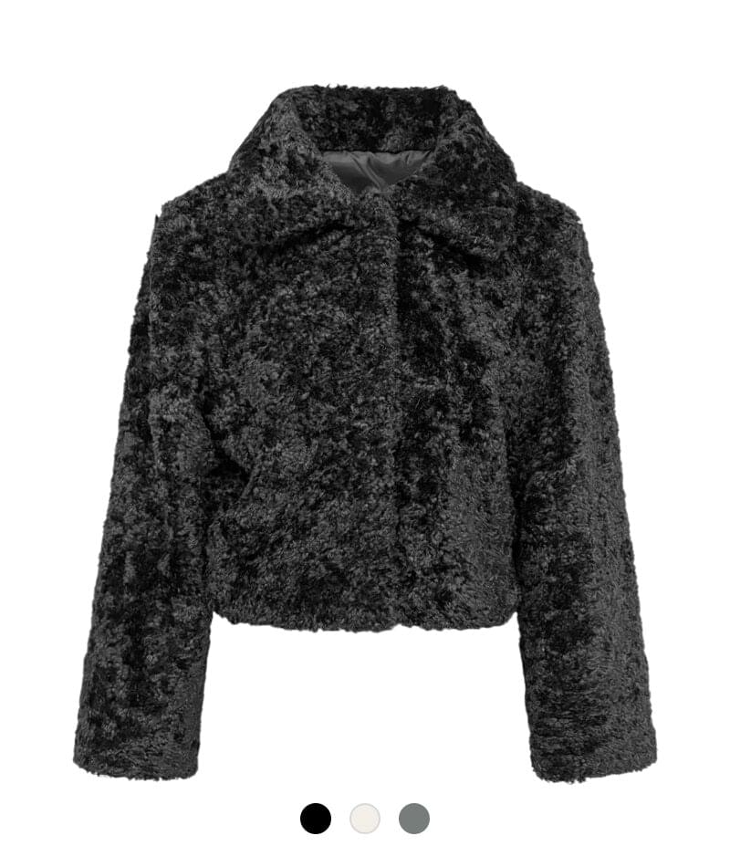 Rev fur collar short jacket