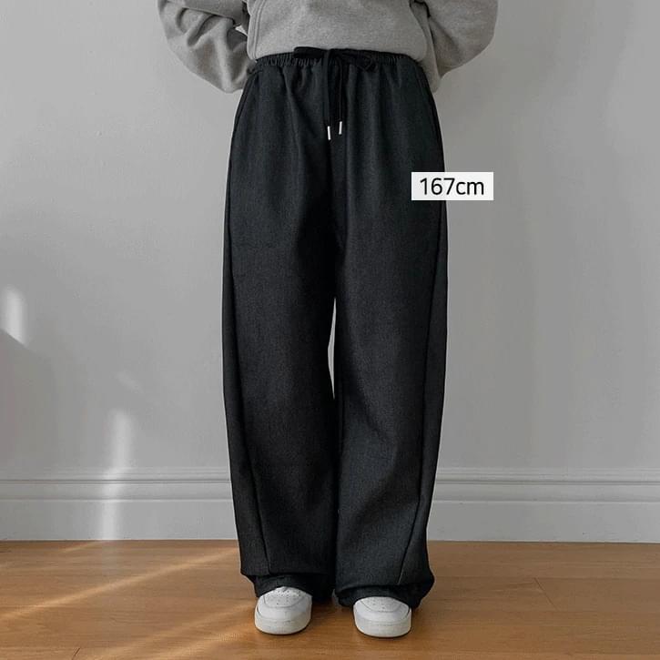 Side pin tuck 3 banding Raw wide pants 长裤