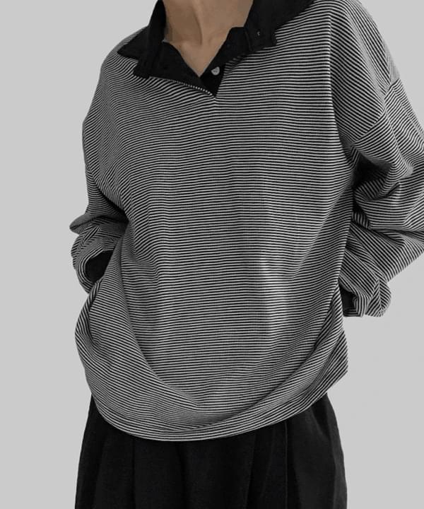 Erid Kara Overfit Stripe Sweatshirt Long Sleeve T-shirt