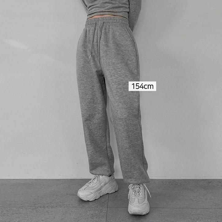 Basic Fleece-lined 2 banding jogger pants