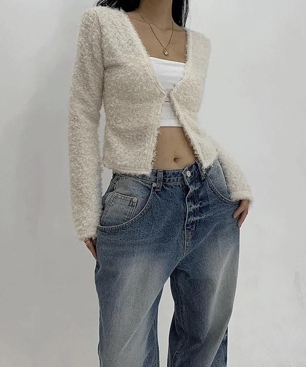 카리에 데일리 후크 슬림 연말룩 에코퍼 가디건(블랙,아이보리,그레이)