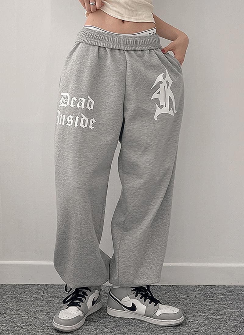y2k, lettering banding jogger pants training 4color