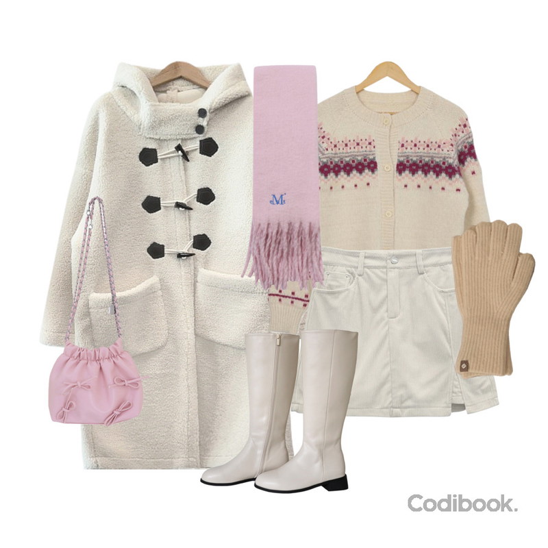 MUCENT SIGNATURE MUFFLER (37Color) 시그니처 머플러 (37컬러),J-BLIN 자뮤 베이직 롱 부츠,J-BLIN 뒤브 리본 체인 숄더백 크로스백등을 매치한 코디