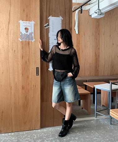 슬리커 데님 버뮤다 팬츠