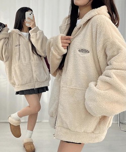 柔軟絨毛❄刺繡連帽絨絨外套