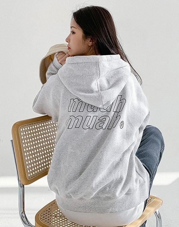 포인트 로고 오버핏 후드티