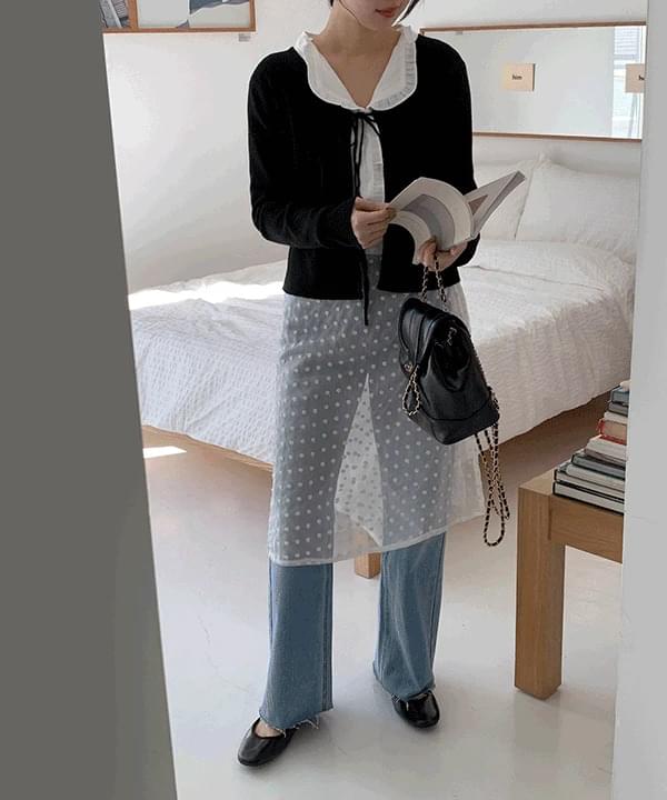 Rowan Flower Embroidery Sheer Layered Wrap Skirt -2color