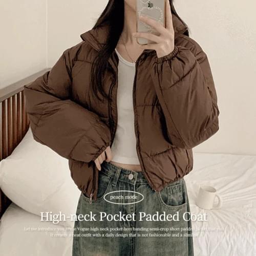 Vogue High Neck Crop Leather Short Padding